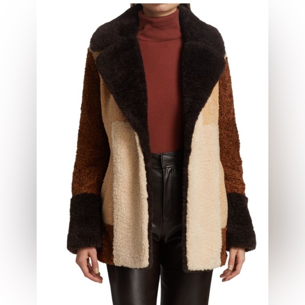 A.L.C. Stefan Sherpa Coat Color Block Teddy Coat … - image 1